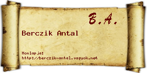 Berczik Antal névjegykártya